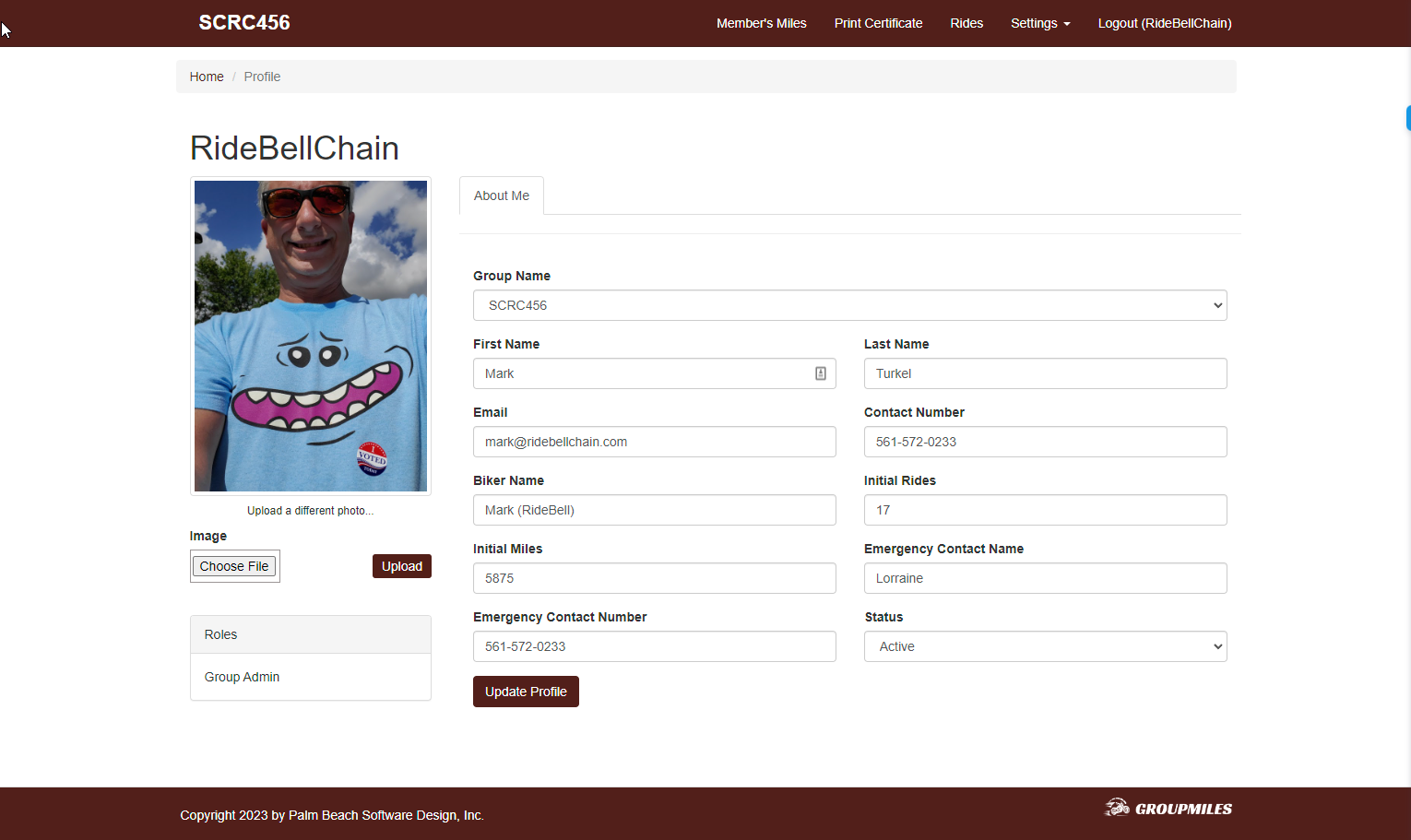 GroupMiles Edit Profile